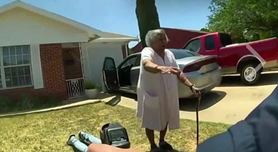 90-yr-old grandmother steps in front of cops to protect grandson