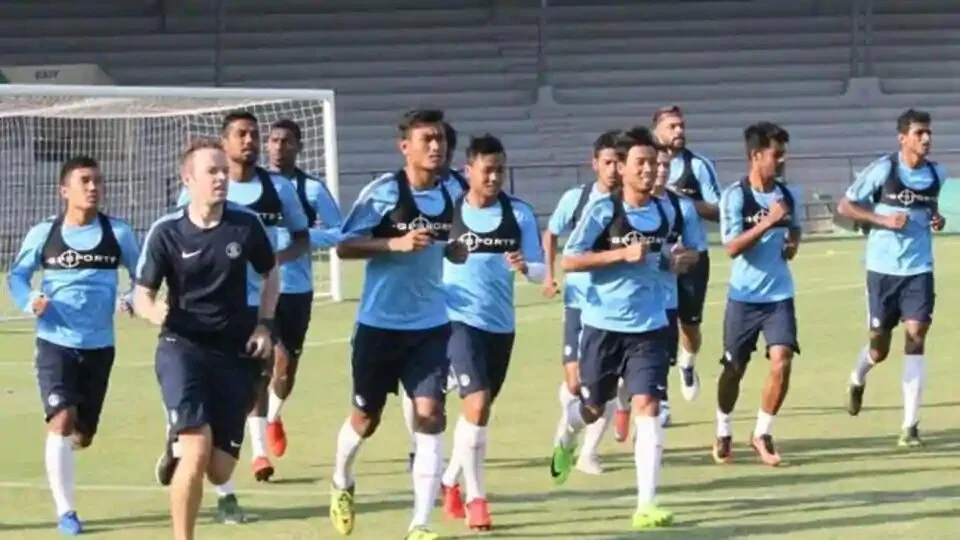 File photo of Indian football team probables during Thursday’s training session at the Andheri Sports Complex in Mumbai.