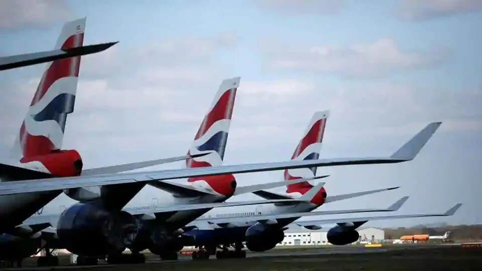 British Airways planes are seen parked at Bournemouth Airport, as the spread of the coronavirus disease (COVID-19) continues, Bournemouth, Britain.
