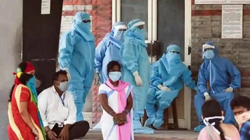 Health workers wearing personal protective equipment suits as a preventive measure against coronavirus at a government hospital in Vijayawada, Andhra Pradesh.