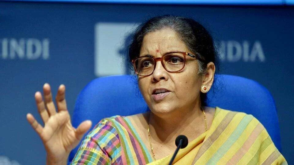 Finance Minister Nirmala Sitharaman addresses a press conference at National Media Centre in New Delhi on Thursday.