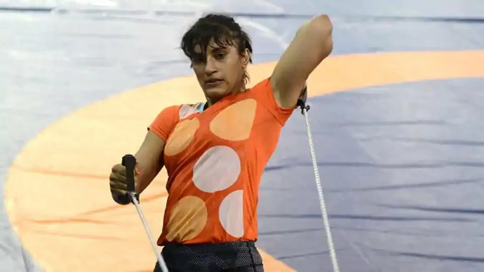 Wrestler Vinesh Phogat during one of her training sessions