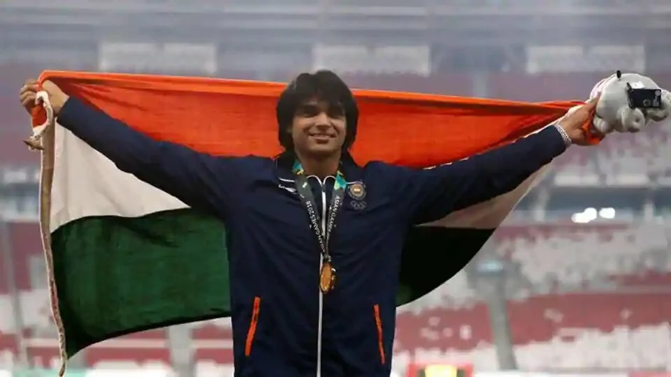 Gold medalist Neeraj Chopra of India.