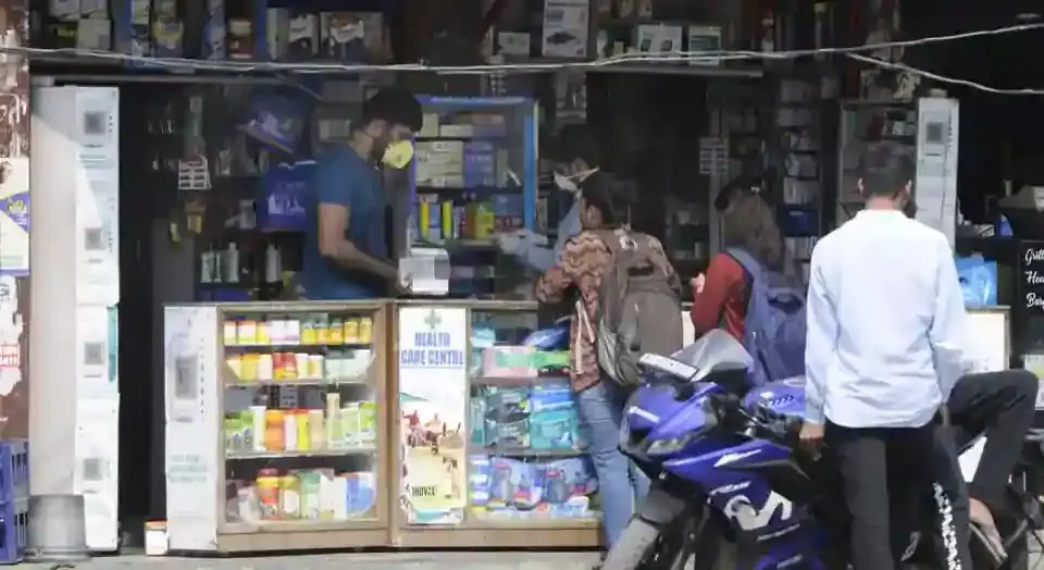 People seen at a chemist shop, in Noida, India, on Wednesday, March 04, 2020. (Sunil Ghosh / Hindustan Times)