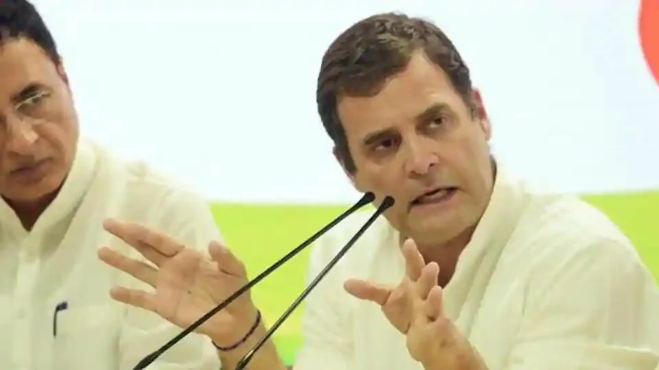 File Photo: Congress leaders Rahul Gandhi and Randeep Singh Surjewala address a press conference in New Delhi.