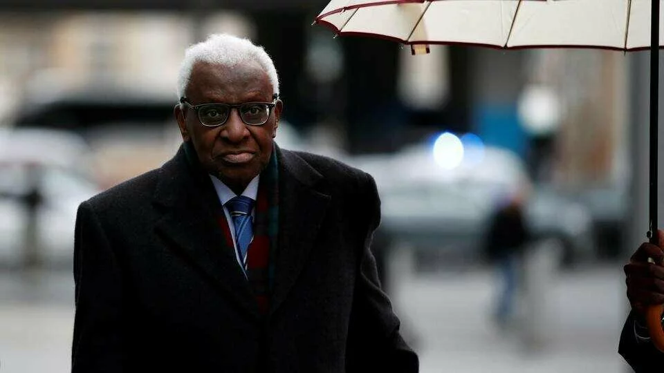 Former President of International Association of Athletics Federations (IAAF) Lamine Diack arrives for his trial at the Paris courthouse.