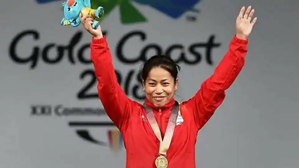 Sanjita Chanu during the 2018 Commonwealth Games.