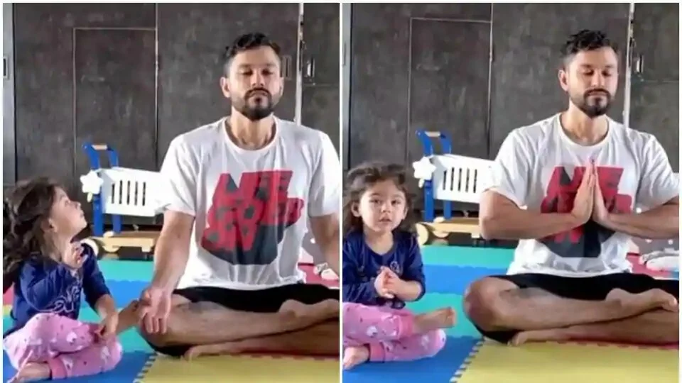 Inaaya Kemmu was seen prepping for International Yoga Day with her dad Kunal in new video.