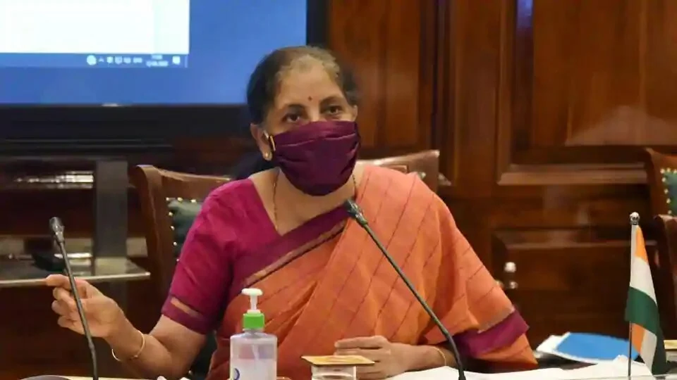Union Finance Minister Nirmala Sitharaman chairs the GST Council meeting through video conferencing, from her office at North Block in New Delhi, Friday, June 12, 2020.