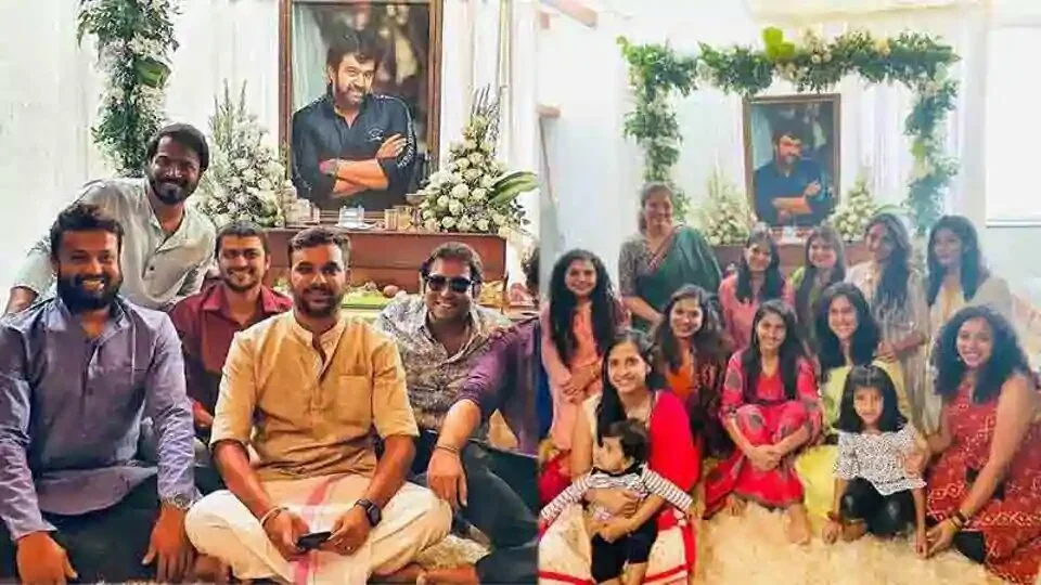Chiranjeevi Sarja’s wife shared a few pictures from a family gathering.