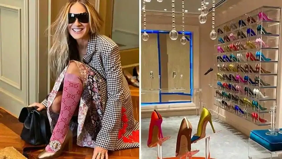 Sarah Jessica Parker and her NYC flagship shoe store (R).
