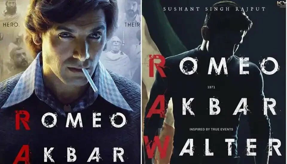 Sushant Singh Rajput on the Romeo Akbar Walter poster (R), and John Abraham (L).