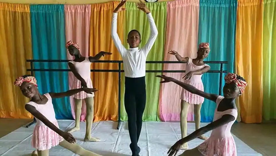 Anthony Mmesoma Madu, an 11-year-old ballet dancer, poses during a rehearsal with other students at the Leap of Dance Academy in Lagos, Nigeria July 27, 2020. Picture taken July 27, 2020.