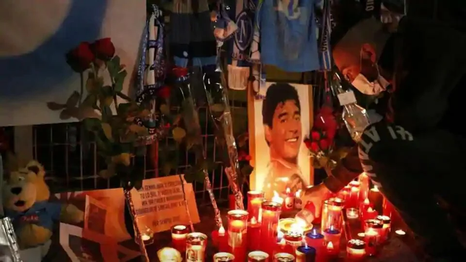 People mourn the death of Argentine soccer legend Diego Maradona.