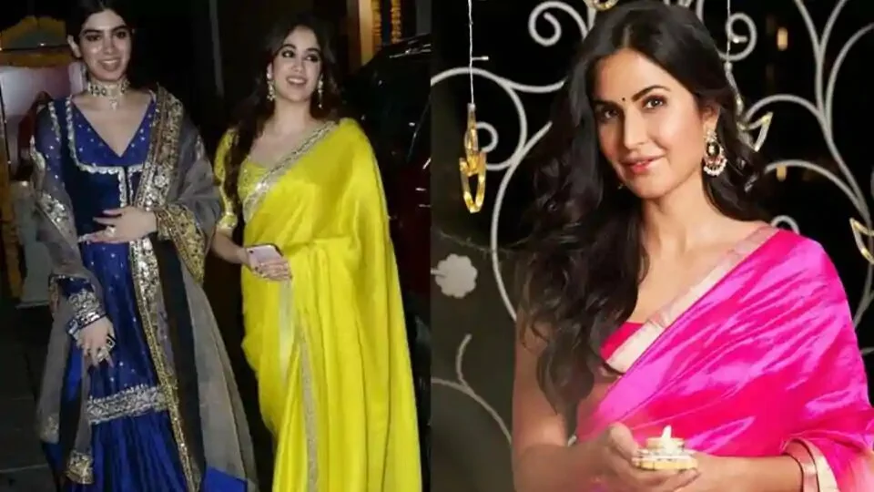 Janhvi Kapoor and sister Khushi, actor Katrina Kaif shared their Diwali looks.